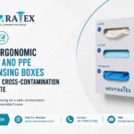 Menoratex ergonomic glove and PPE dispensing box for gloves, face masks, and disposable caps
